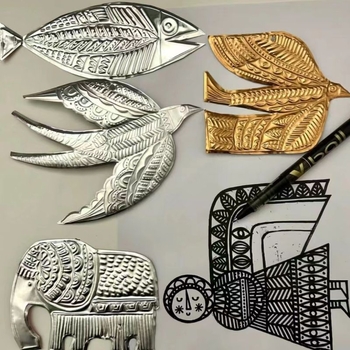 Pandantiv realizat manual din folie de aluminiu, reliefat, 0,07 mm grosime, pentru artă DIY și experimente educaționale