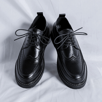 Crni muški derby cipele Brock, kožni gornji dio, casual stil, britanski retro vjenčani izgled 25839