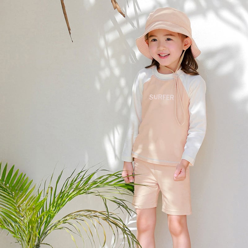 Costum de baie pentru copii, două piese, protecție UV și uscare rapidă, unisex, pentru 2–12 ani, țesătură amestec poliester