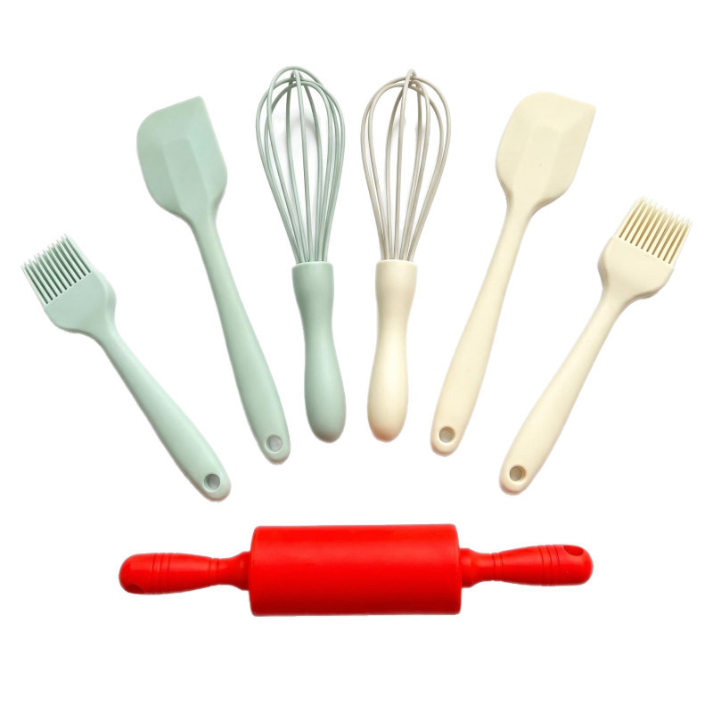 Rola mică din silicon pentru aluat, set PP de panificație, tel de ouă, spatulă, pensulă de ulei, unealtă de întins aluatul pentru uz casnic – pentru prăjituri și mâncare pentru bebeluși