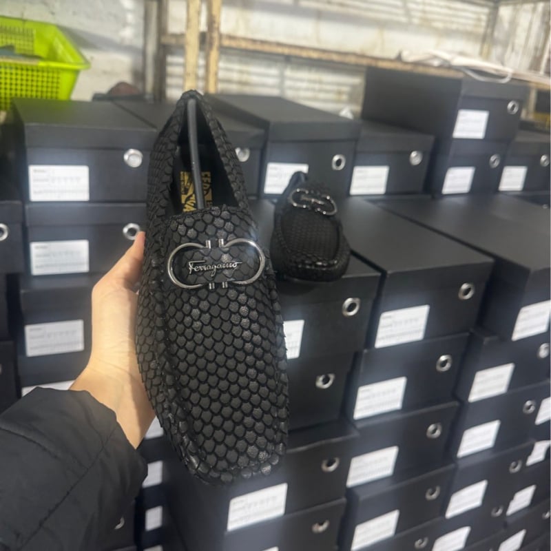 Mocasin bărbătesc din velur, cataramă metalică, piele de vită țesută, loafers casual confortabili