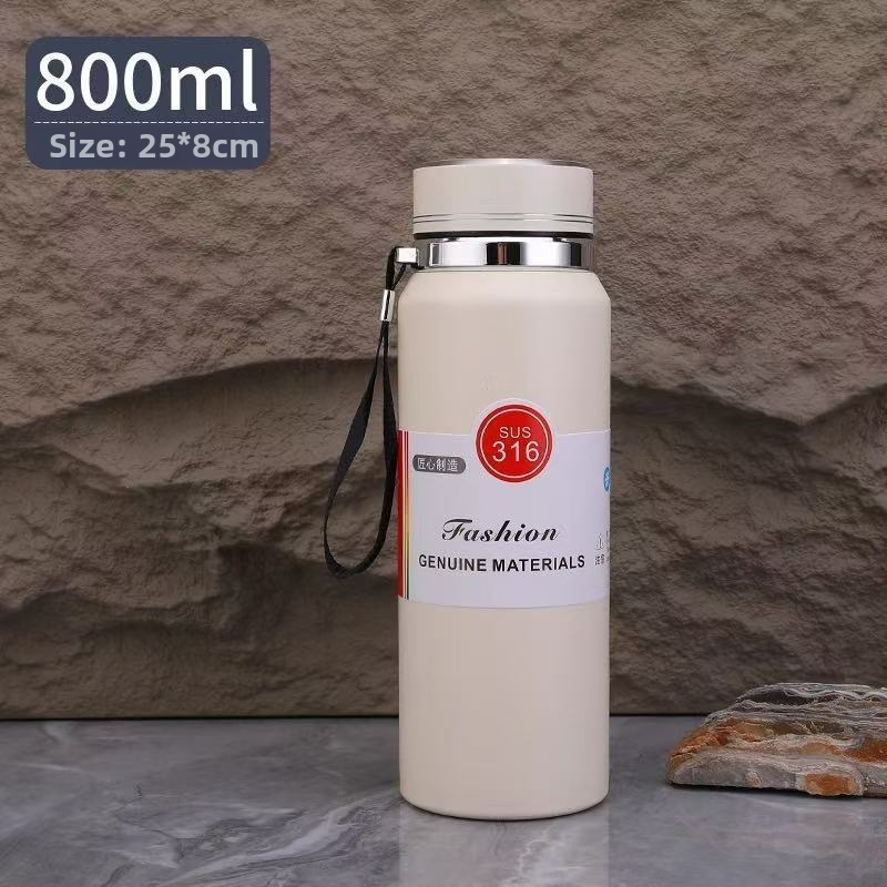 800ml izolovaná fľaša z nehrdzavejúcej ocele 316L s priehradkou na čaj, prenosná na vonkajšie použitie