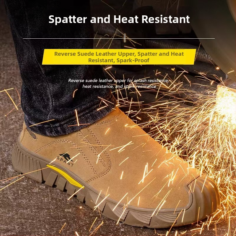 Nazúvacia bezpečnostná obuv s kevlarovou medzipodrážkou, bez oceľovej špičky, odolná voči rozbitiu, proti prepichnutiu, proti obareniu, protišmyková