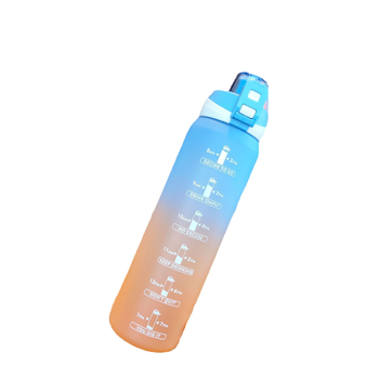 Cană de apă 1000 ml, stil sport minimalist, gradient curcubeu în trei culori, pentru băut direct, portabilă cu mâner