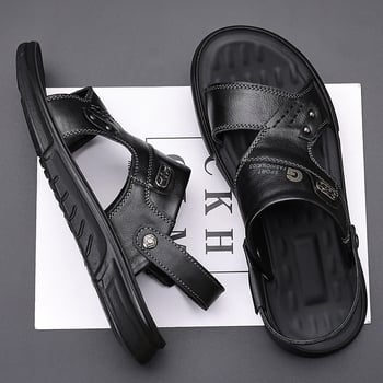 Sandale pentru bărbați din piele de vită de înaltă calitate – pantofi casual de vară pentru plajă, deget deschis, respirabile, antiderapante, utilizare în exterior