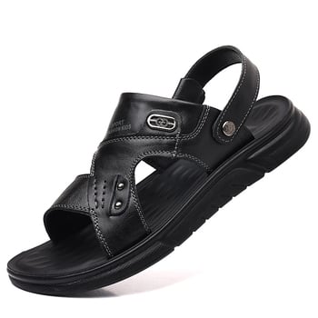 Sandale pentru bărbați din piele de vită de înaltă calitate – pantofi casual de vară pentru plajă, deget deschis, respirabile, antiderapante, utilizare în exterior
