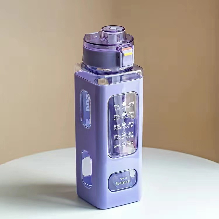 Pahar pătrat din plastic pentru apă, design elegant, lux discret, pentru uz casnic, cu mâner