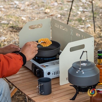 Ecran anti vânt pentru grătar exterior, paravan pliabil pentru aragaz camping cu gaz, panou anti-vânt îngroșat