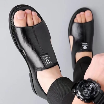 Sandale pentru bărbați, vară 2026, respirante, antiderapante, outdoor casual, piele