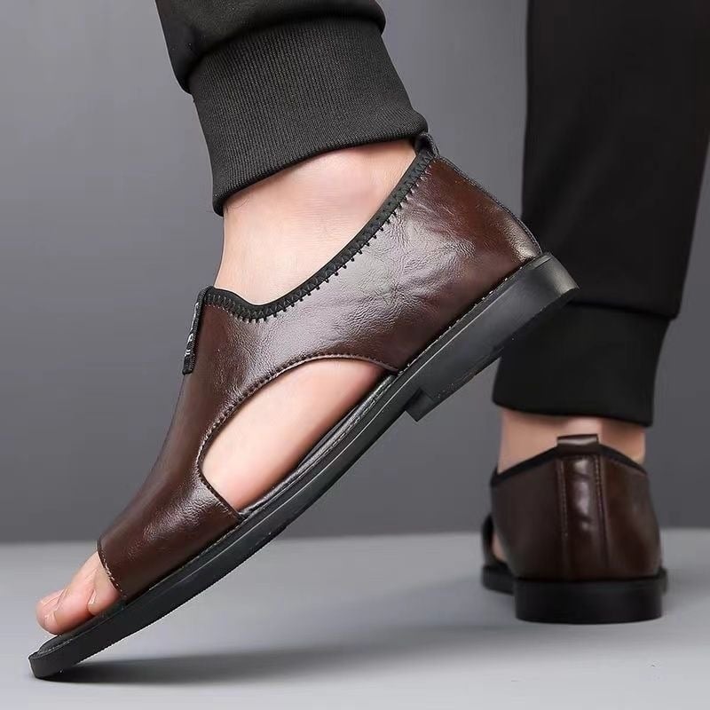 Sandale pentru bărbați, vară 2026, respirante, antiderapante, outdoor casual, piele