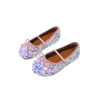 Balerine pentru fete, cu paiete, stil coreean, slip-on, strălucitoare și versatile