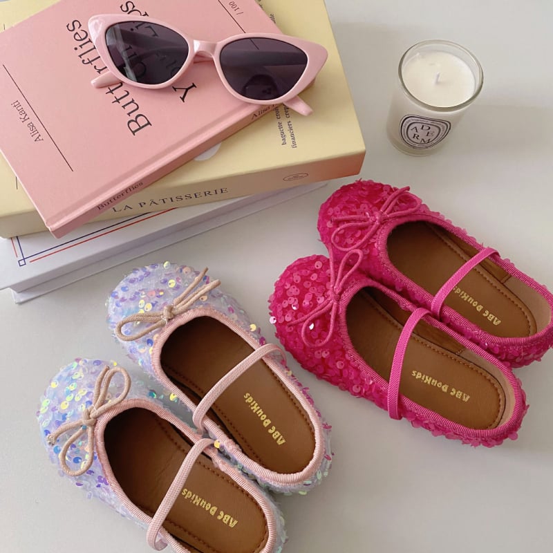 Balerine pentru fete, cu paiete, stil coreean, slip-on, strălucitoare și versatile