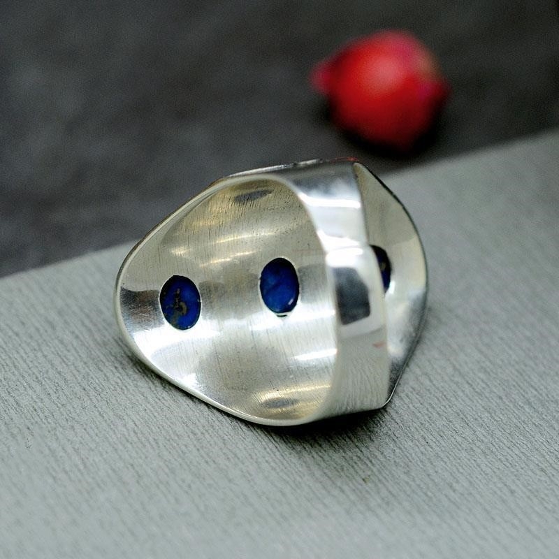 Inel unisex din lapis lazuli, cu gura deschisă, stil retro