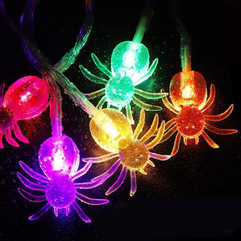 Şir LED mov în formă de păianjen, plastic transparent, 30 LEDs, decor interior/exterior pentru Halloween și Crăciun