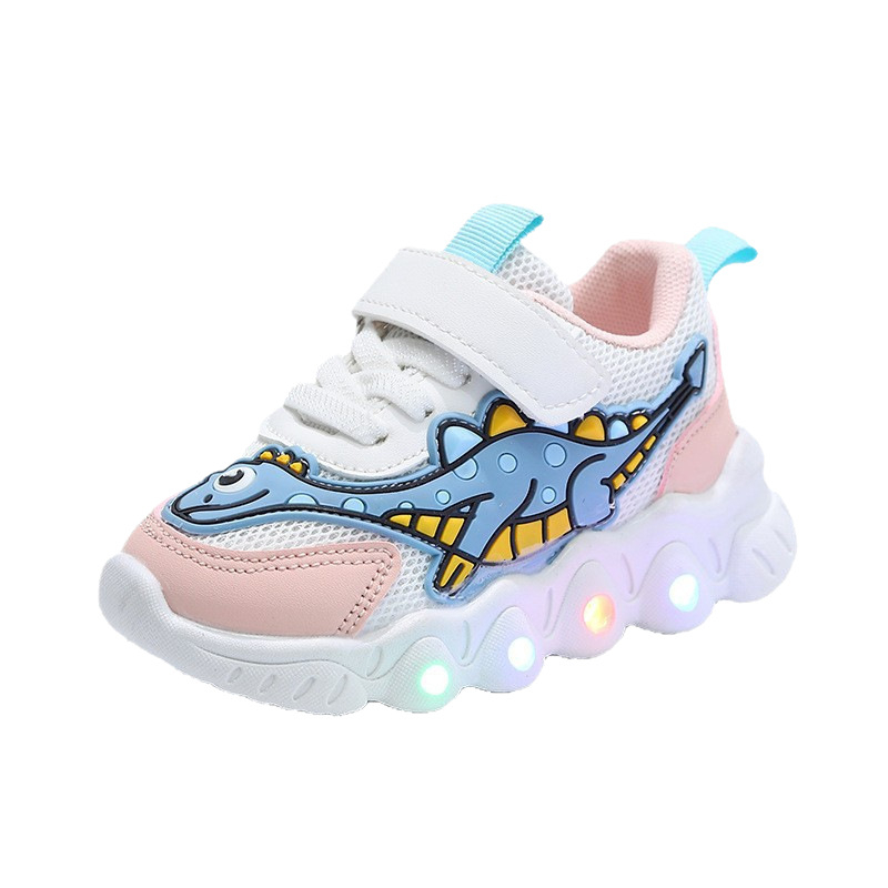 Dječje tenisice s dinosaurom u crtanom motivu, mrežasti prozračni gornji dio, lagane, unisex, s Velcro kopčom, PVC potplat