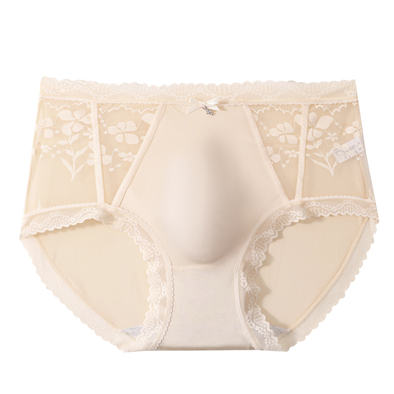Slipuri bărbați din plasă ultrafina, margine din dantelă și design floral, stil franțuzesc sexy, talie medie