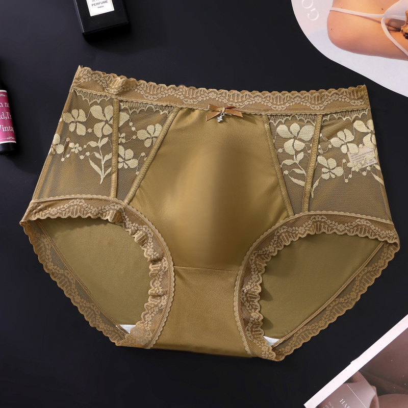 Slipuri bărbați din plasă ultrafina, margine din dantelă și design floral, stil franțuzesc sexy, talie medie
