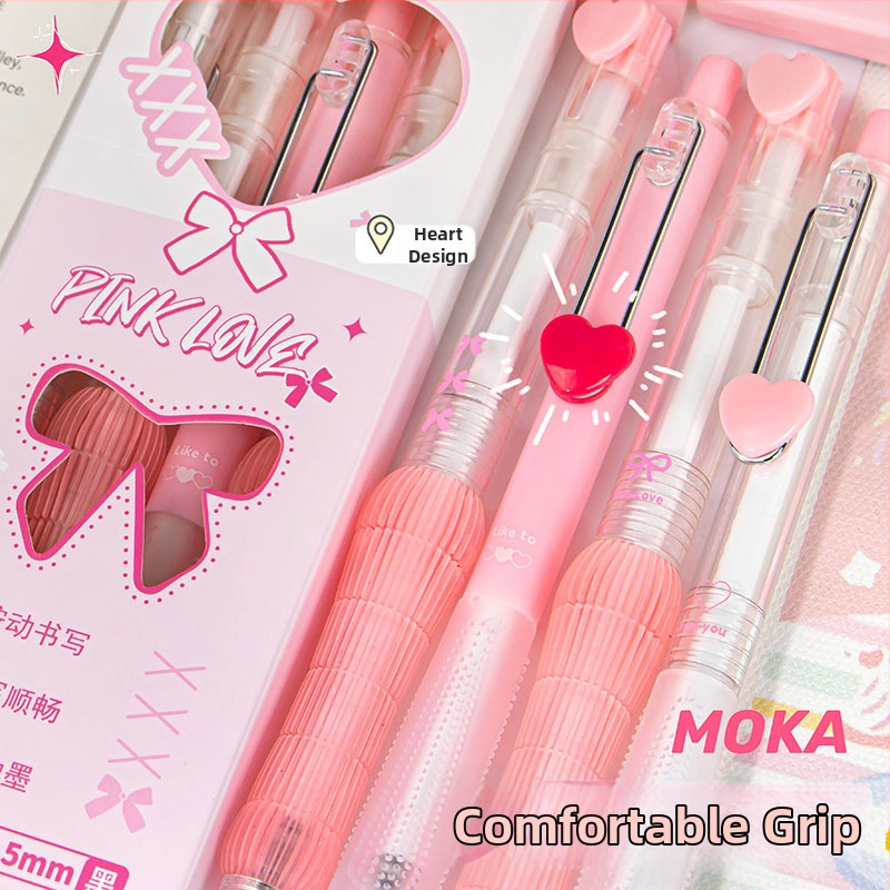 Gélové pero Heart Series s klikacím mechanizmom, rýchloschnúci čierny atrament, hrot ST 0,5 mm, v krabičke