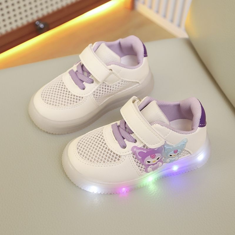 Pantofi sport cu LED pentru copii, piele, stil prințesă, 1–6 ani