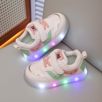 Adidași cu LED pentru copii, albi, casual, unisex, pentru copii mici și școlari