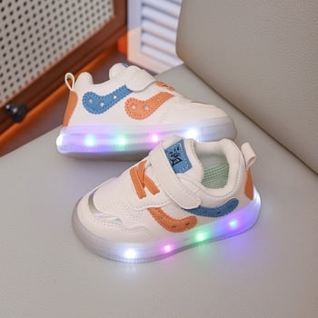 Adidași cu LED pentru copii, albi, casual, unisex, pentru copii mici și școlari
