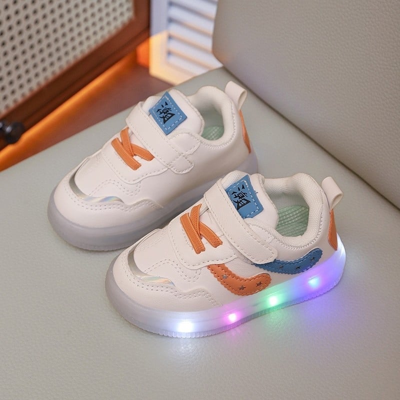 Adidași cu LED pentru copii, albi, casual, unisex, pentru copii mici și școlari