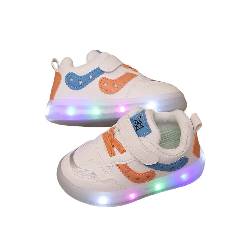 Adidași cu LED pentru copii, albi, casual, unisex, pentru copii mici și școlari