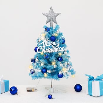 Brad de Crăciun mini pentru birou, albastru, 45–60 cm