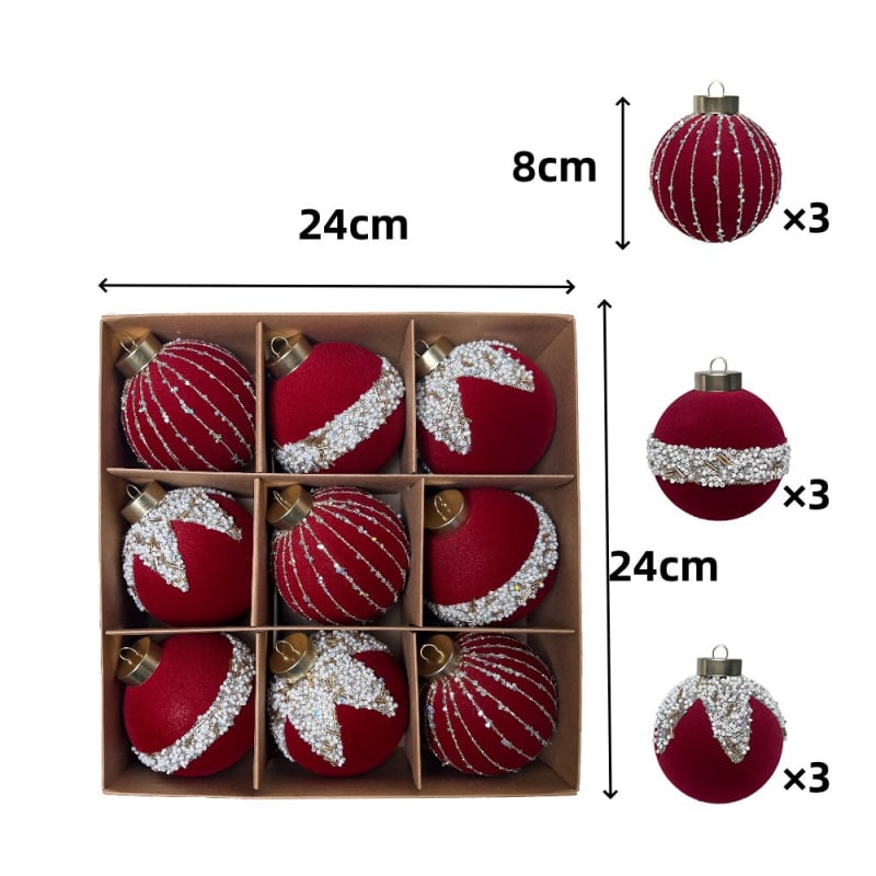 Bile de Crăciun vopsite manual, pentru decor de casă și vitrină
