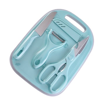 Set de cuțite de bucătărie pentru fructe, oțel inoxidabil, 4 piese, cu tocător, portabil