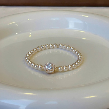 Brățară pentru femei cu perle artificiale și zirconiu cubic, stil modern, elegant, minimalist și versatil