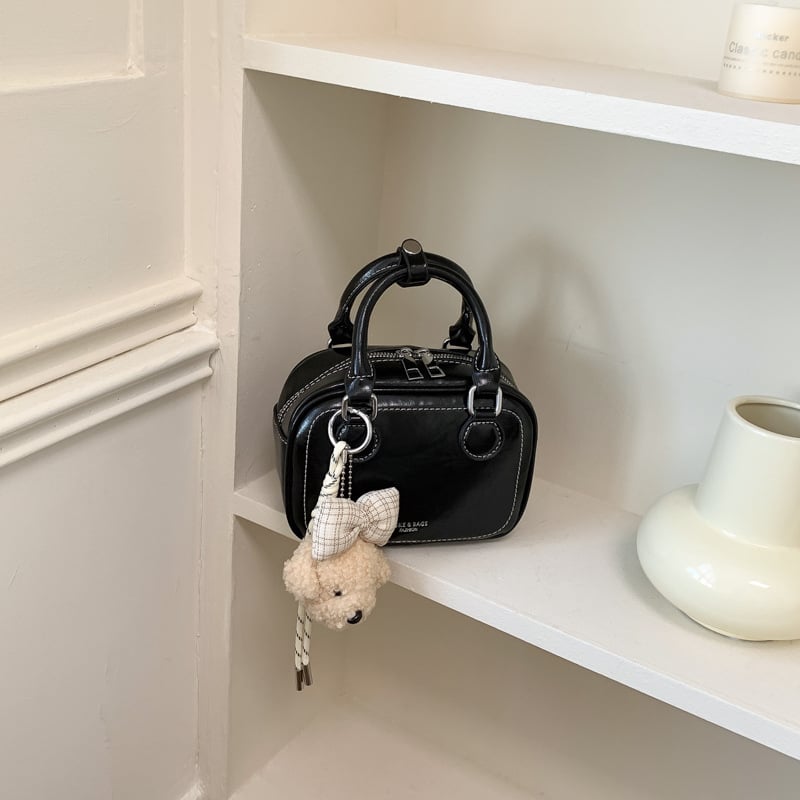 Geantă de umăr pentru femei, crossbody, din PU, formă pătrată, inspirație coreeană, design minimalist, mărime medie