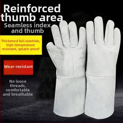 Mănuși de sudură din piele de vițel, lungite și groase, anti-arzuri, rezistente la temperaturi înalte, pentru industrie grea și protecția muncii
