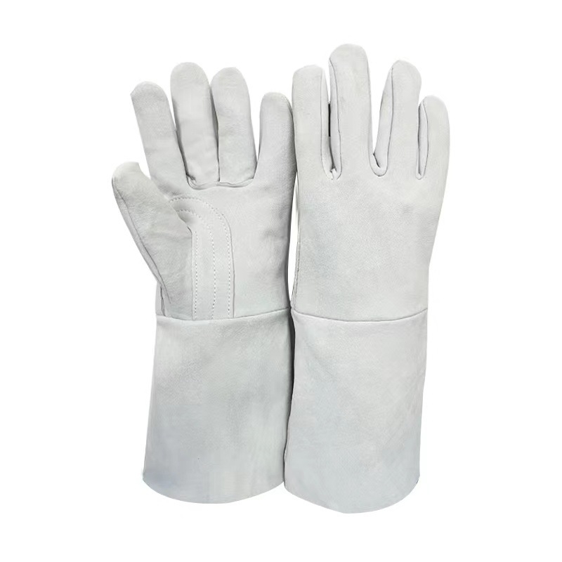 Mănuși de sudură din piele de vițel, lungite și groase, anti-arzuri, rezistente la temperaturi înalte, pentru industrie grea și protecția muncii