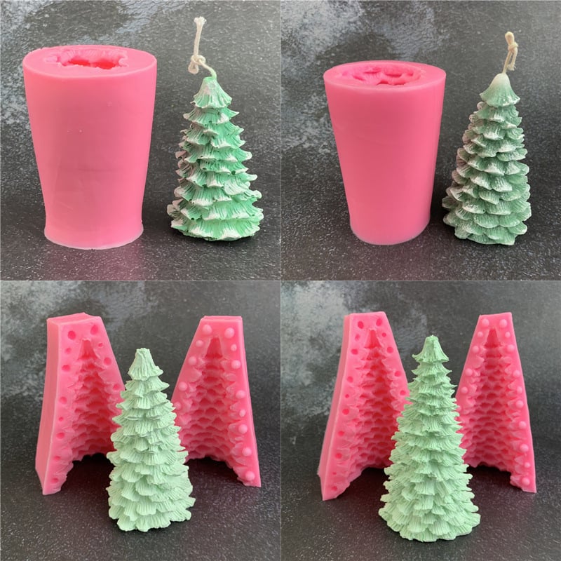 3D szilikon forma fenyő- és cédrus alakban illatosított gipsz gyertyákhoz, karácsonyfát alakú torta- és mousse-dekorációhoz