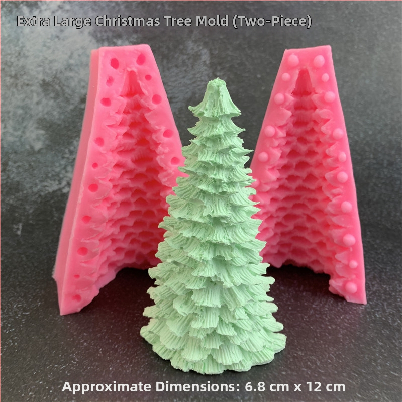 3D szilikon forma fenyő- és cédrus alakban illatosított gipsz gyertyákhoz, karácsonyfát alakú torta- és mousse-dekorációhoz