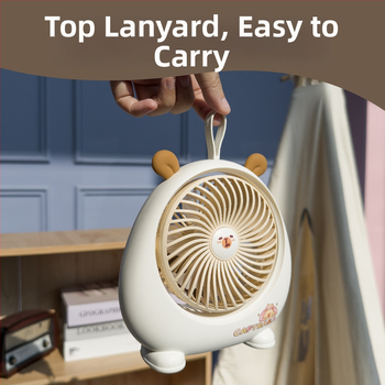 Stolný mini ventilátor Capybara – nabíjateľný USB, prenosný stolový ventilátor do kancelárie, internátu a na kempovanie