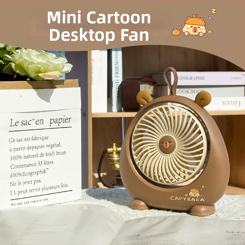 Stolný mini ventilátor Capybara – nabíjateľný USB, prenosný stolový ventilátor do kancelárie, internátu a na kempovanie