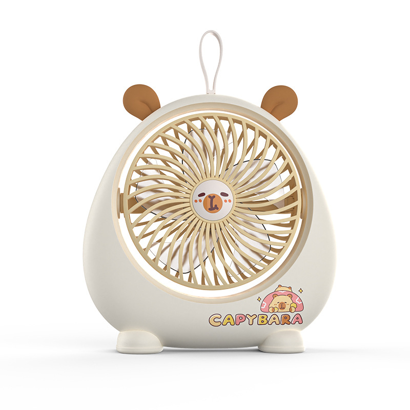 Capybara ventilator de birou mini – USB reîncărcabil, portabil pentru birou, cămin și camping