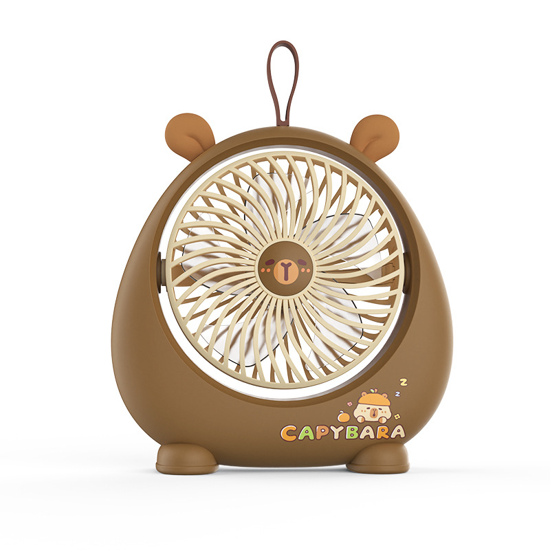 Capybara ventilator de birou mini – USB reîncărcabil, portabil pentru birou, cămin și camping