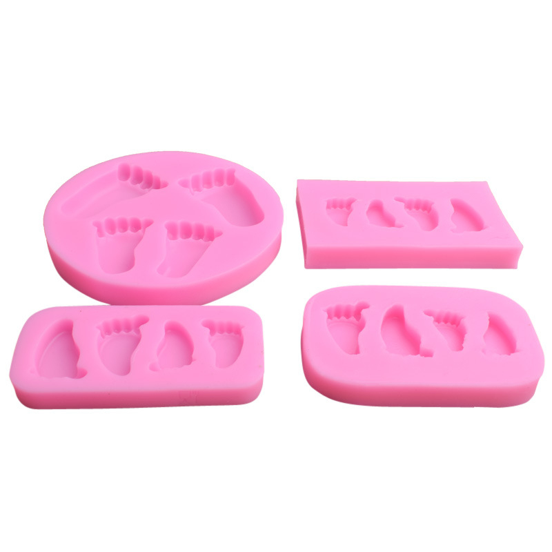 Négy stílusú lábformájú szilikon fondant forma tortadíszítéshez, kekszhez és gyurma készítéséhez