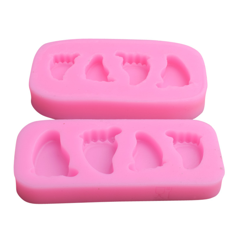 Négy stílusú lábformájú szilikon fondant forma tortadíszítéshez, kekszhez és gyurma készítéséhez