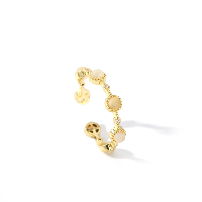 Inel minimalist cu ochi de pisică, din cupru placat cu aur 18K, inel deschis cu zircon