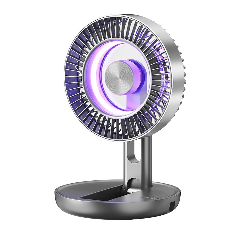Ventilator de birou pliabil, portabil, cu lumini LED colorate, alimentare USB, baterie încorporată