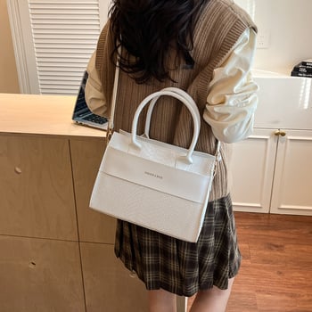 Geantă de umăr crossbody, cu textură crocodil, capacitate mare, pentru uz zilnic, formă pătrată, pentru femei