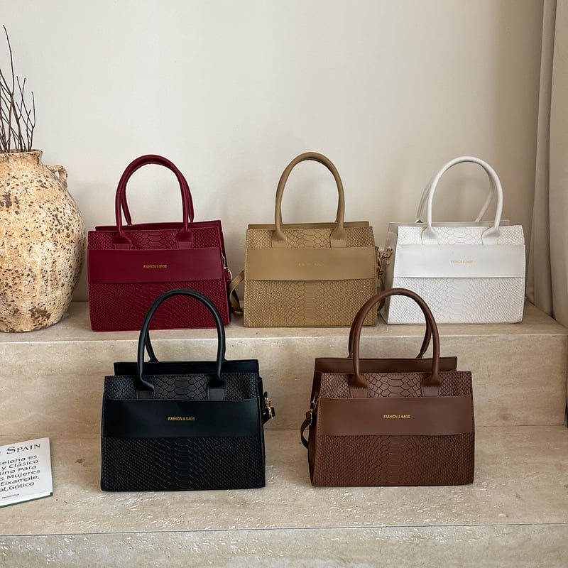 Geantă de umăr crossbody, cu textură crocodil, capacitate mare, pentru uz zilnic, formă pătrată, pentru femei
