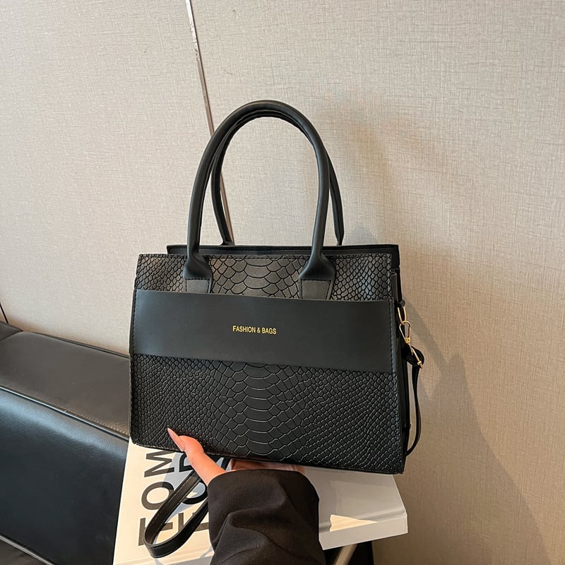 Geantă de umăr crossbody, cu textură crocodil, capacitate mare, pentru uz zilnic, formă pătrată, pentru femei