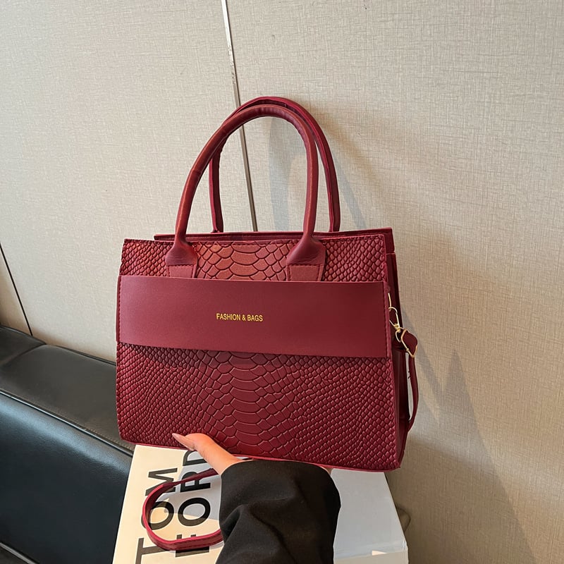 Geantă de umăr crossbody, cu textură crocodil, capacitate mare, pentru uz zilnic, formă pătrată, pentru femei