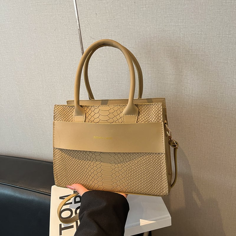Geantă de umăr crossbody, cu textură crocodil, capacitate mare, pentru uz zilnic, formă pătrată, pentru femei