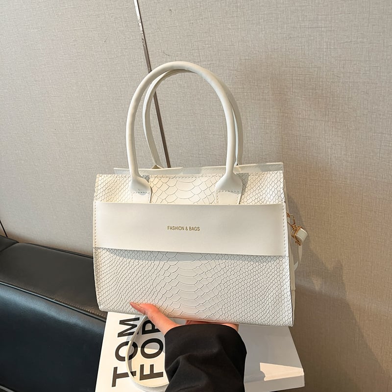 Geantă de umăr crossbody, cu textură crocodil, capacitate mare, pentru uz zilnic, formă pătrată, pentru femei